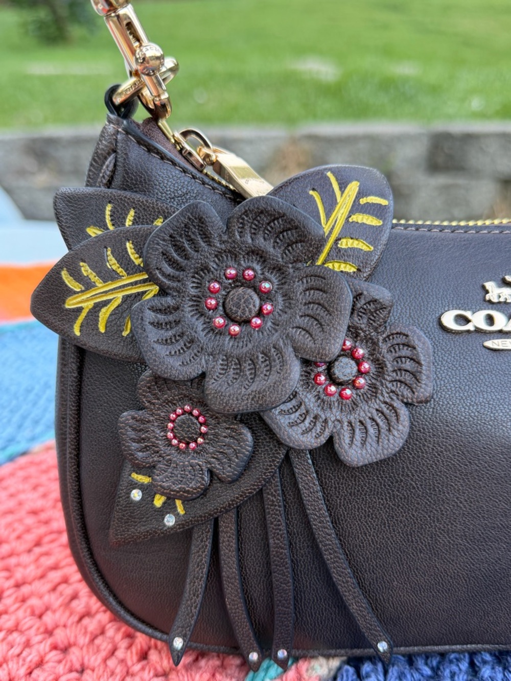 Coach Teri Shoulder Bag With Floral Applique. Upcrafted by Seller. NWT.